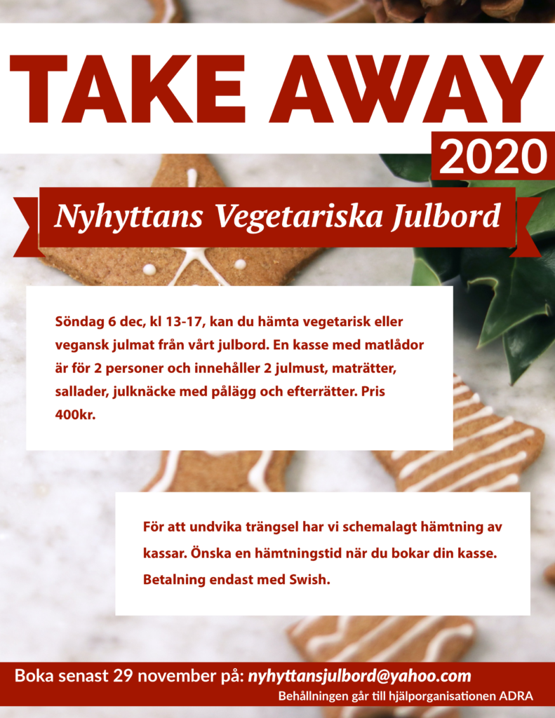 Annons för Vegetariskt och Veganskt Julbord