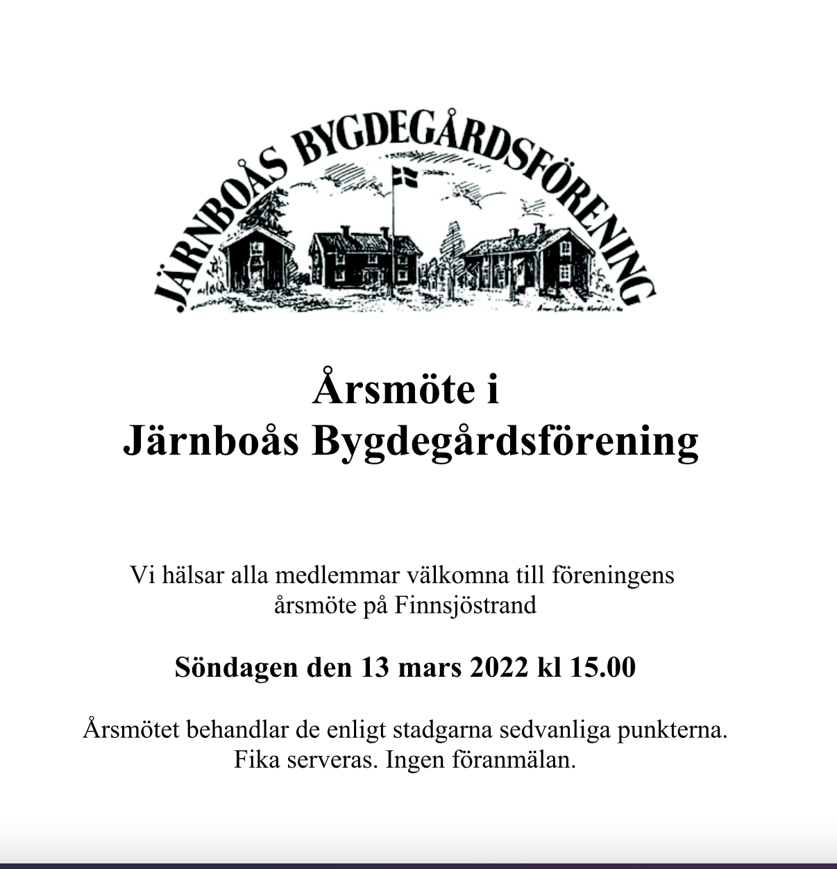 Årsmöte för Järnboås Bygdegårdsförening