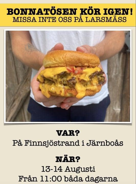 Bonnatösen i Järnboås grillar hamburgare på Larsmäss