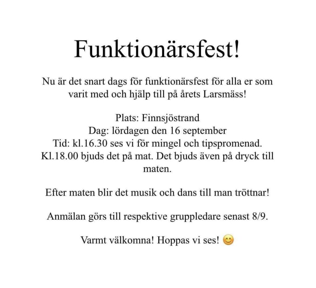 Funtionärsfest Larsmäss 2023