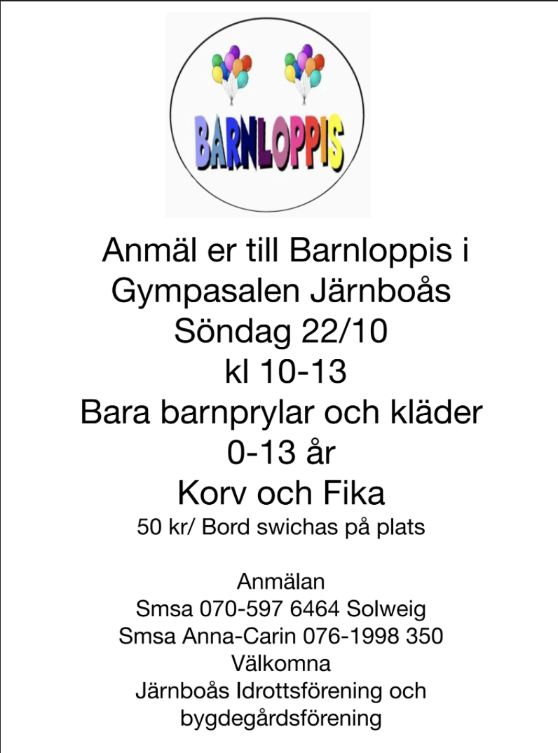 Barnloppis i Järnboås på Kulturvecka 2023