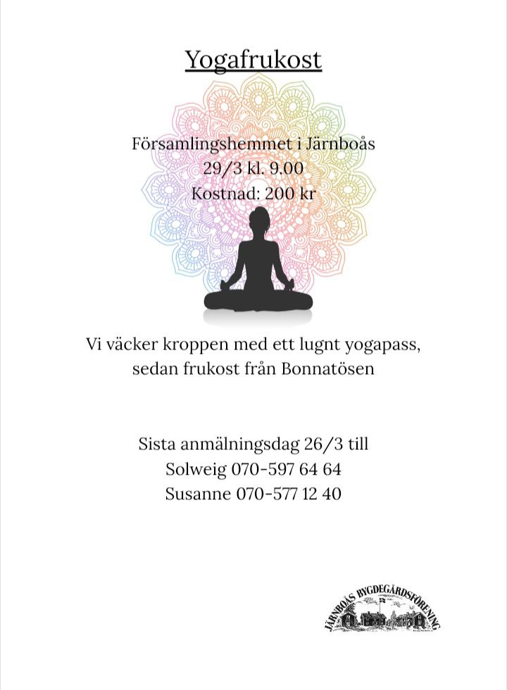 Affisch yogafrukost i Järnboås