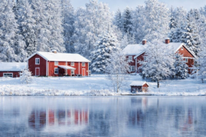 Finnsjöstrand i vinterskrud